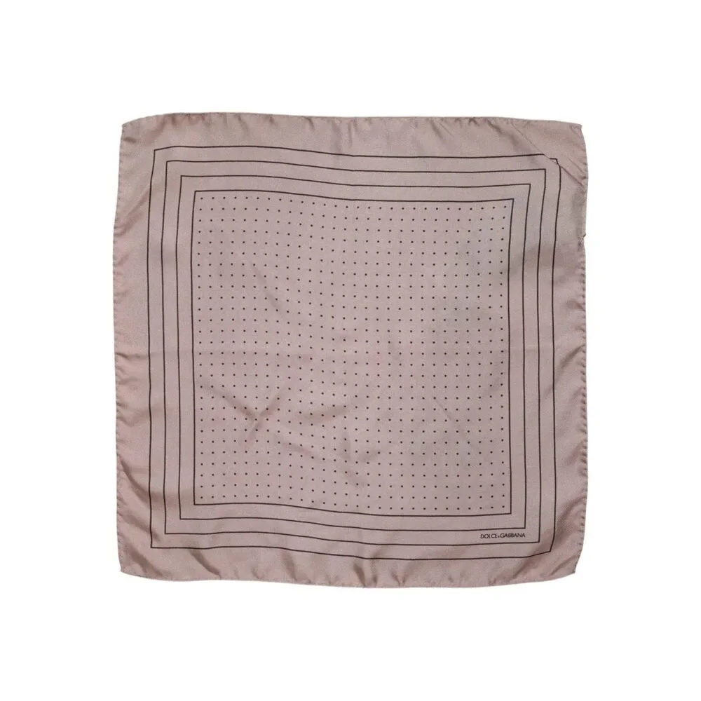 Dolce & Gabbana Beige Dotted Silk Square Men Foulard Scarf